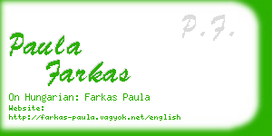 paula farkas business card